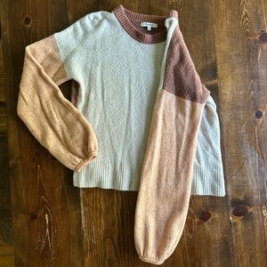 Madewell Women’s Balloon Sleeve Soft Color Block Sweater Size Medium FALL